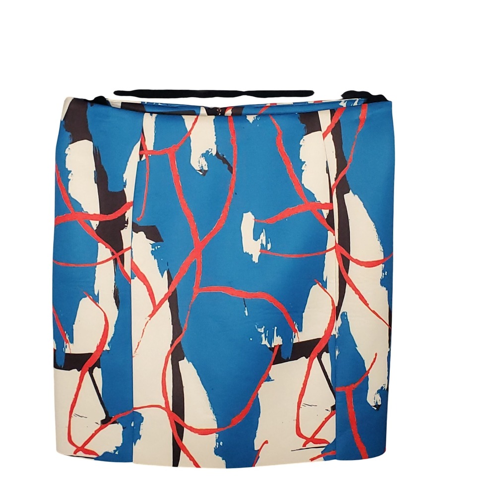 Cedric Charlier SS13 Abstract Print Mini Skirt Womens 8 NWT Italy Exposed Zip